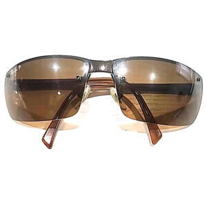 Ray Ban RB3276 014/84 Brown Wrap Polarized Rimless Sunglasses